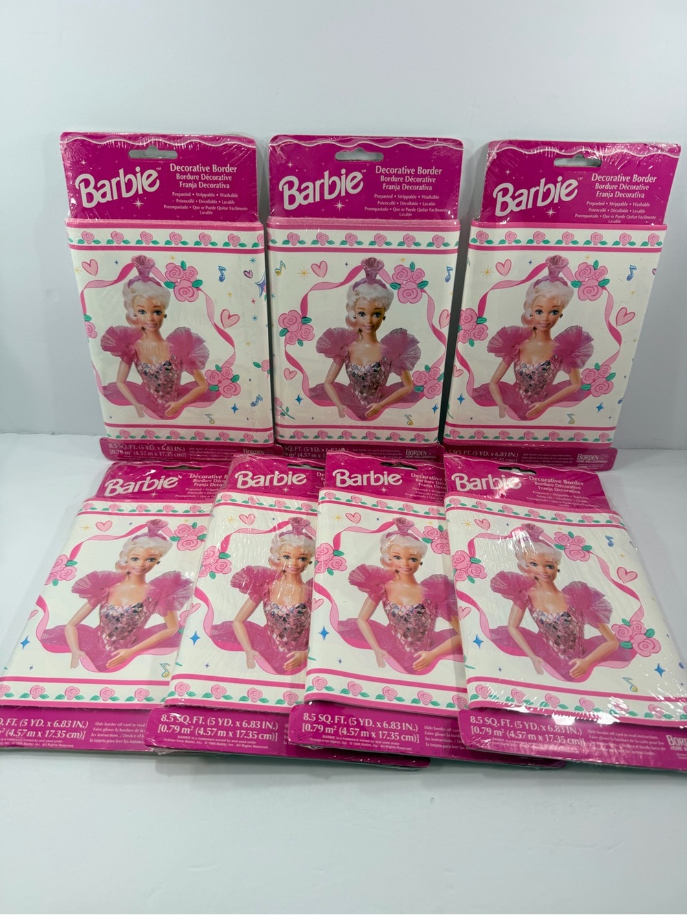 7 Rolls Vintage 1996 Barbie Ballerina Wallpaper Border NOS 105ft Total Borden